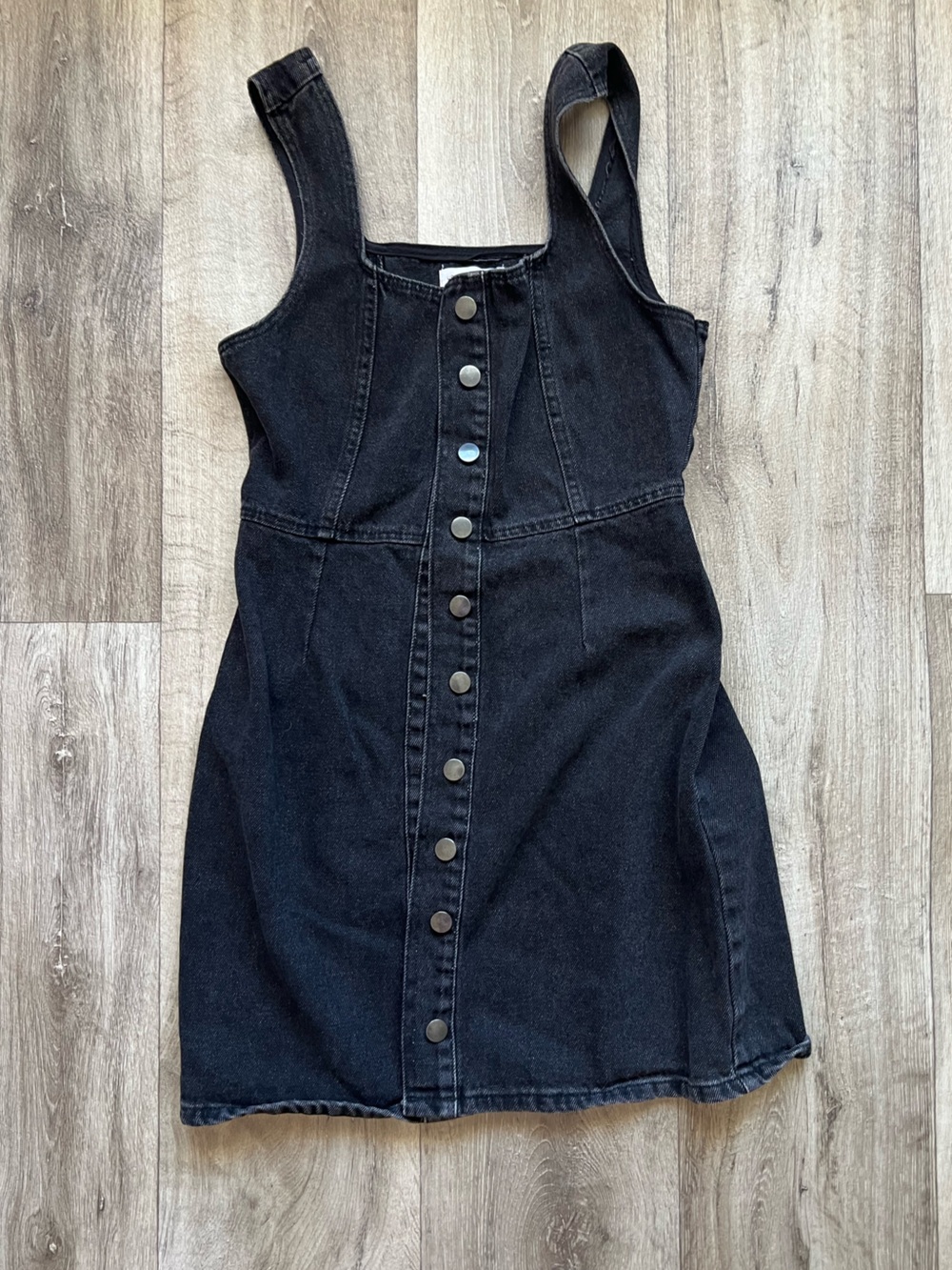 Urban Outfitters BDG Riley Black Denim Button-Front Mini Dress